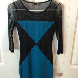 3/4 sheer sleeve bodycon dress